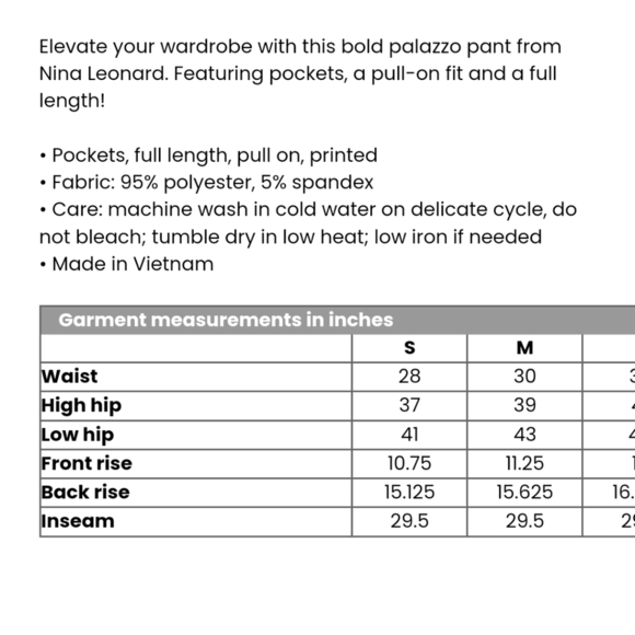 Nwt NINA LEONARD printed palazzo pant - Picture 2 of 4